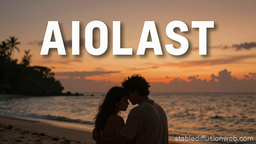 Sad Romantic Sunset on the Beach