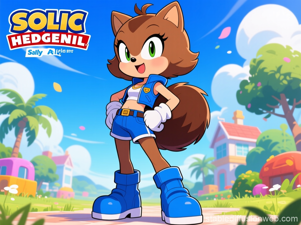 Sally Acorn Inspired Cartoon Character in Blue Outfit