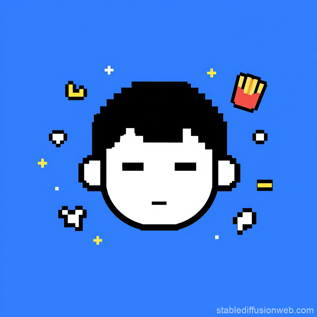 Satirical Pixel Art Avatar with Fast Food Elements