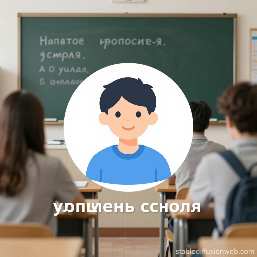 School Classroom with Student Avatar Illustration