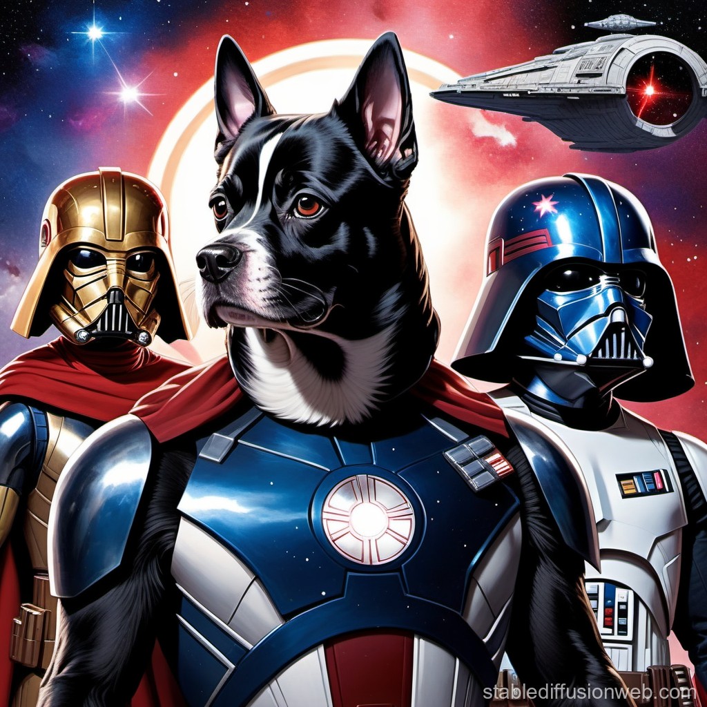 Sci-Fi Dog and Armored Characters in Space
