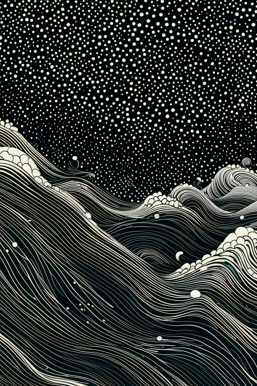 Seamless Abstract Wave Pattern with Dotted Sky