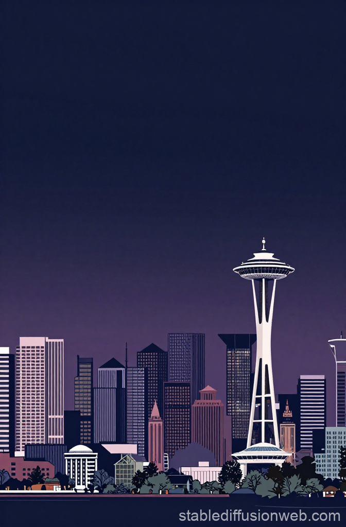 Seattle Cityscape at Dusk with Space Needle