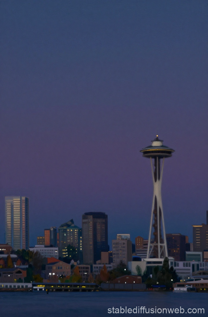 Seattle Skyline at Dusk with Space Needle