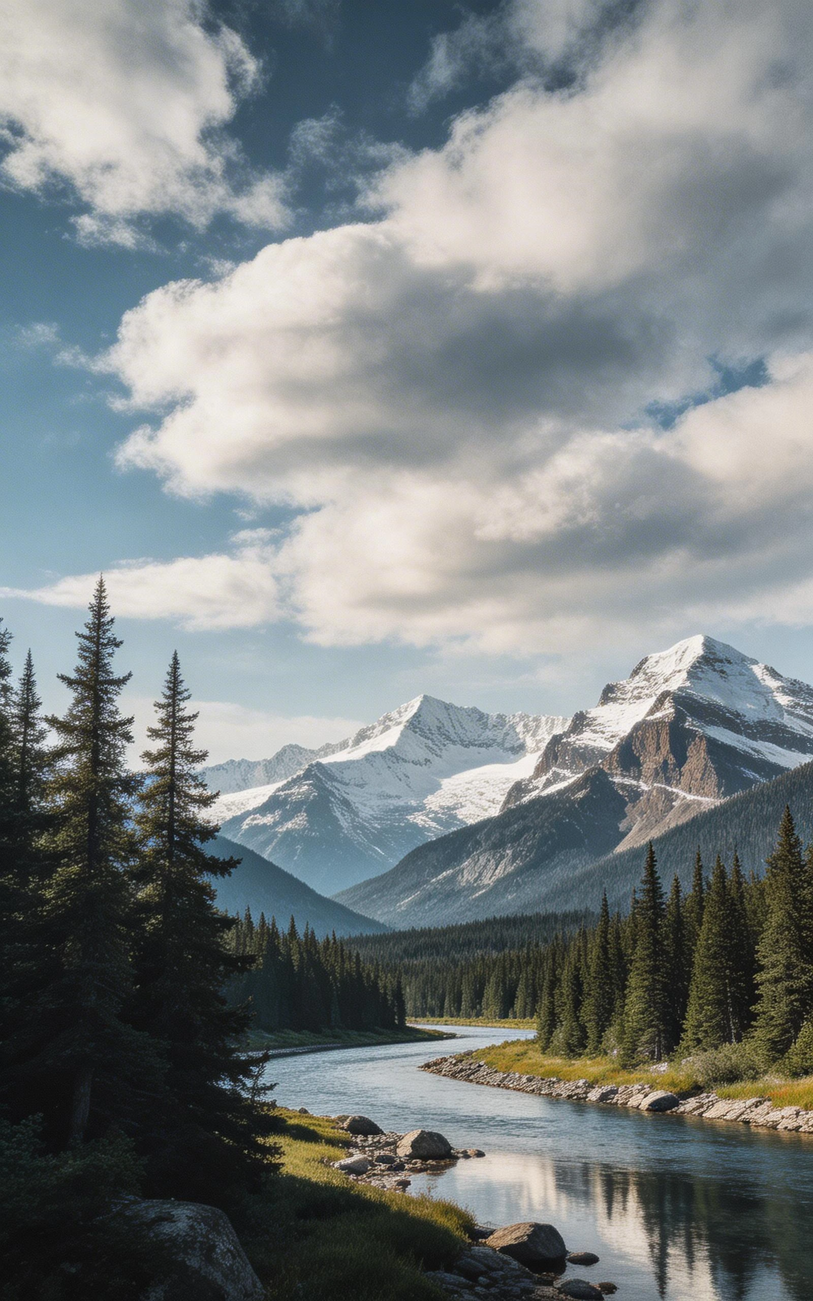 Serene Canadian Mountain River Landscape
