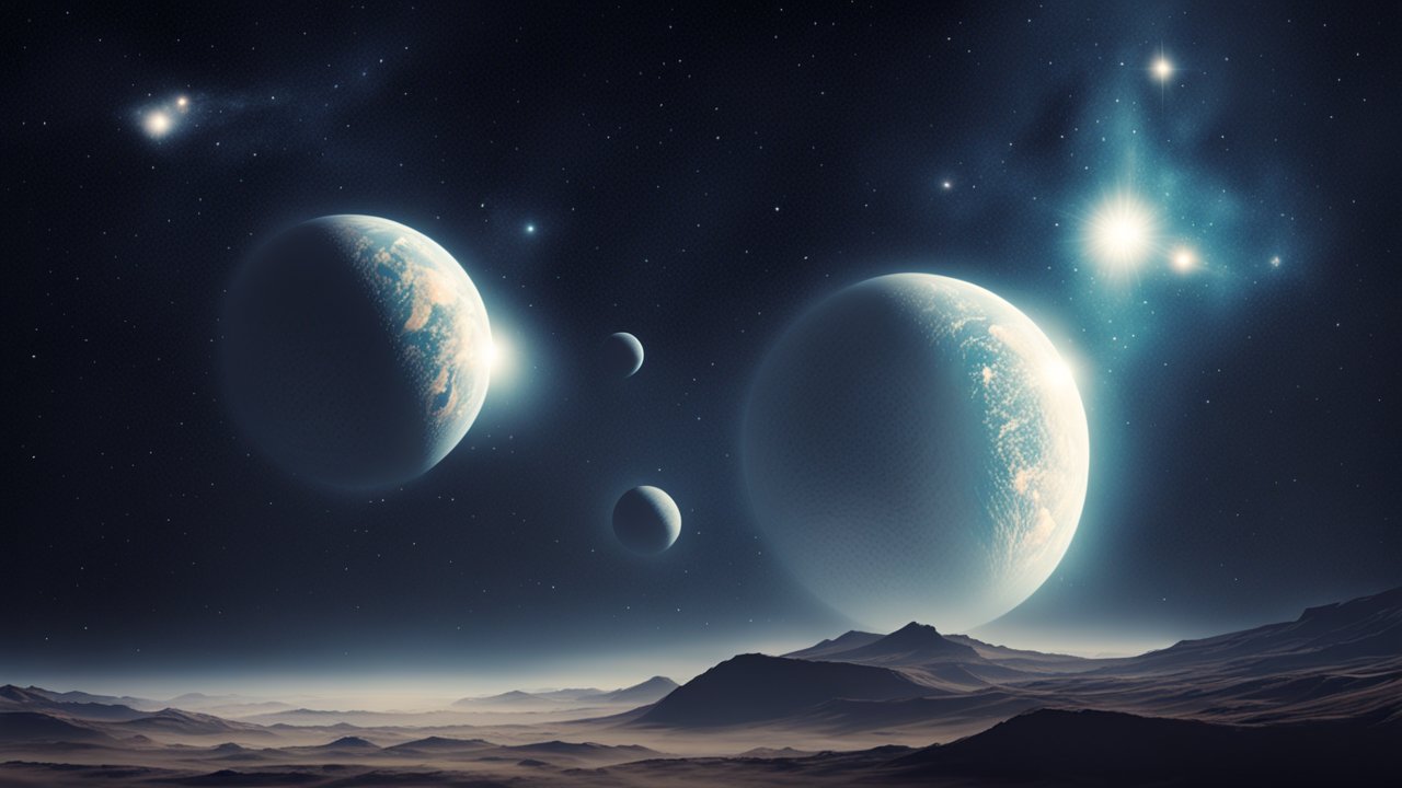 Serene Cosmic Landscape with Multiple Planets