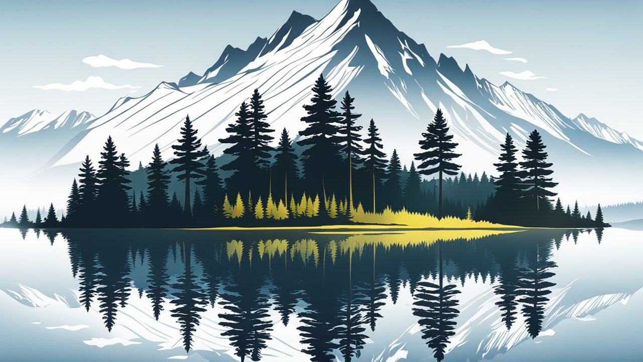 Serene Fir Forest by a Mountain Lake