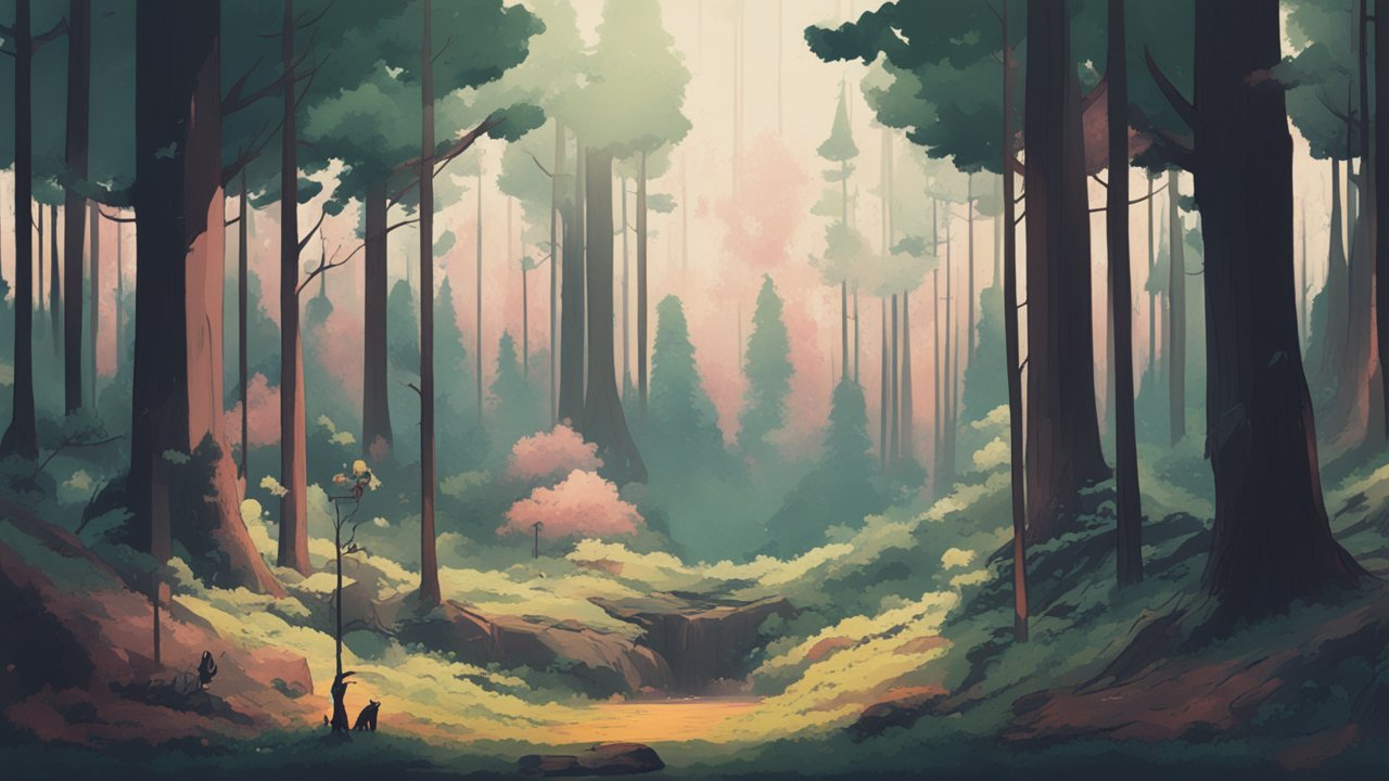 Serene Forest Clearing with Soft Light