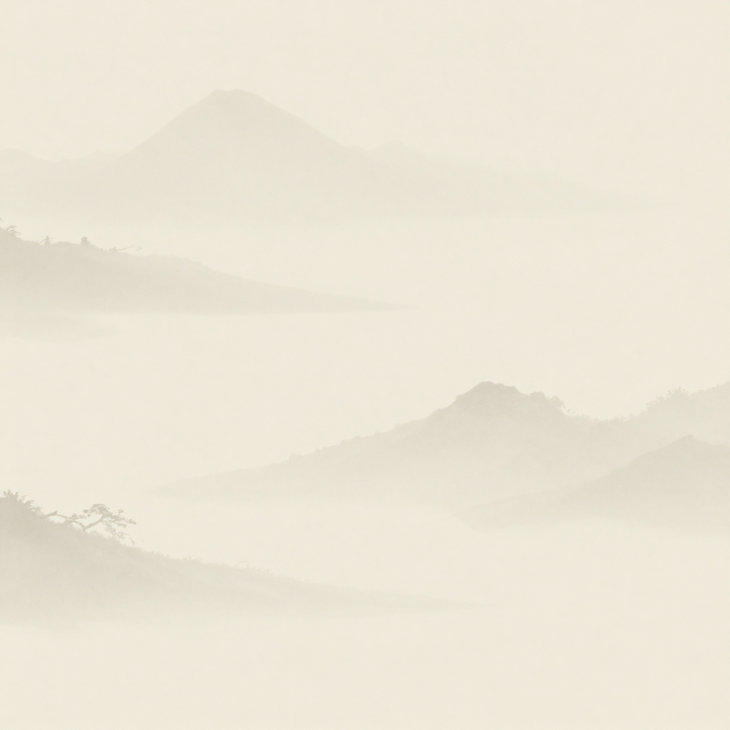 Serene Misty Mountains in Elegant Ink Wash Style