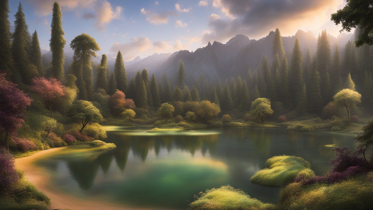 Serene Mountain Lake at Sunrise