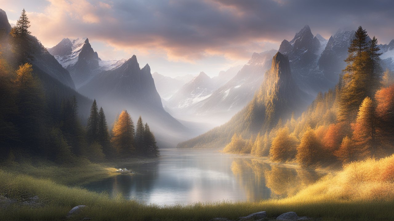 Serene Mountain Lake at Sunrise