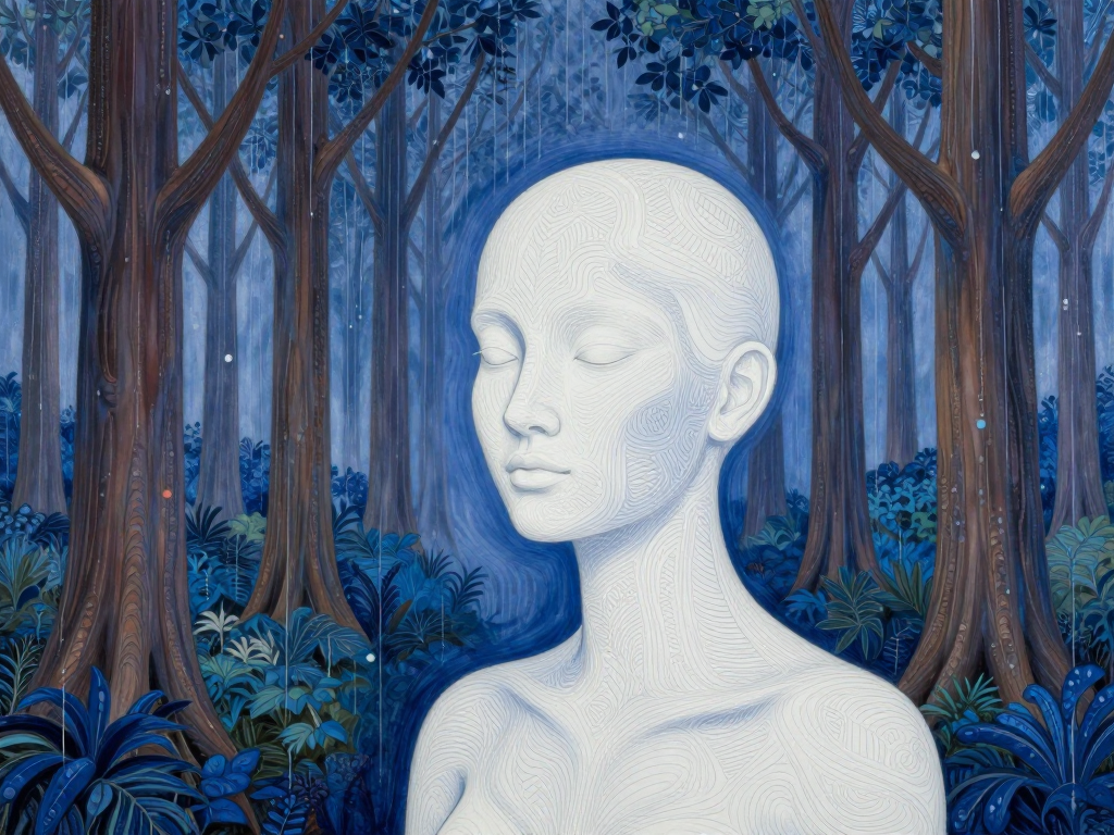 Serene Mystical Woman in Enchanted Forest