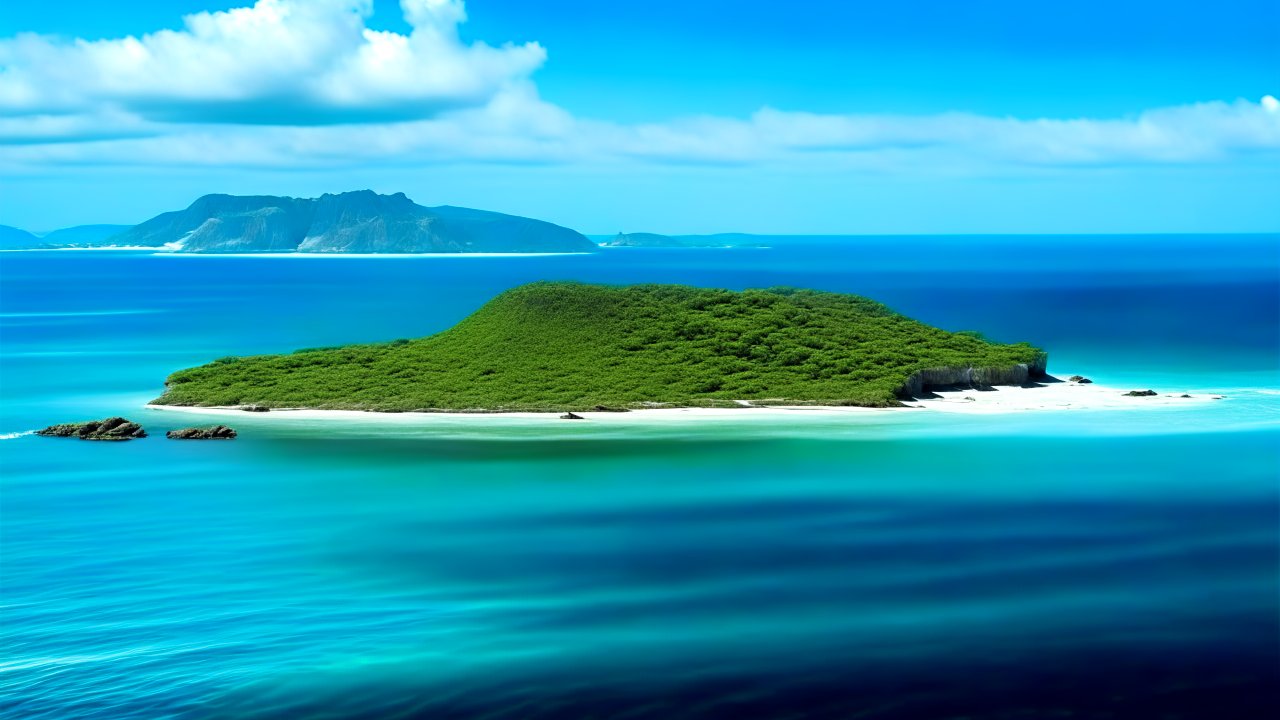 Serene Tropical Island Surrounded by Clear Blue Waters