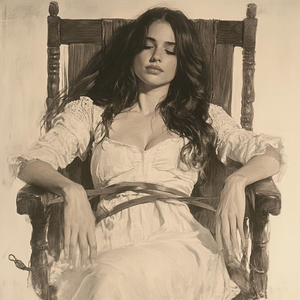 Serene Woman Resting in Vintage Chair