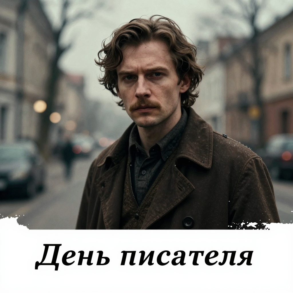 Serious Man on Street Celebrating Writer's Day