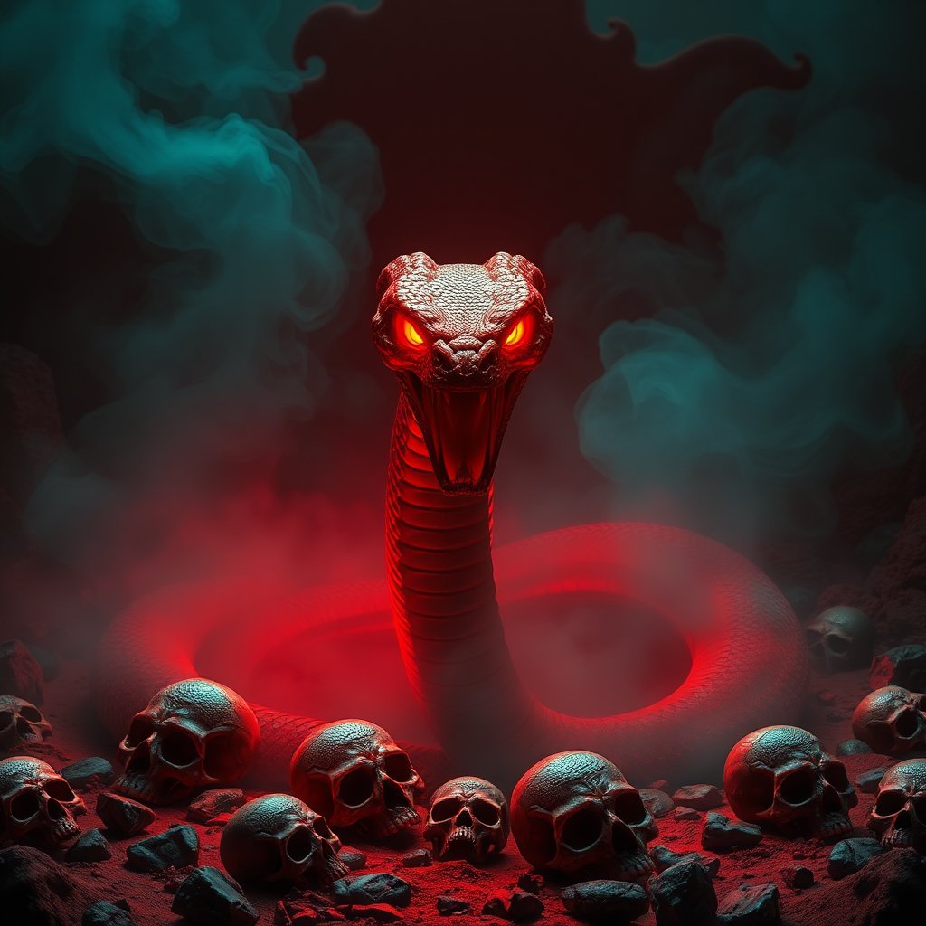 Serpent of the Summoning Floor with Glowing Eyes