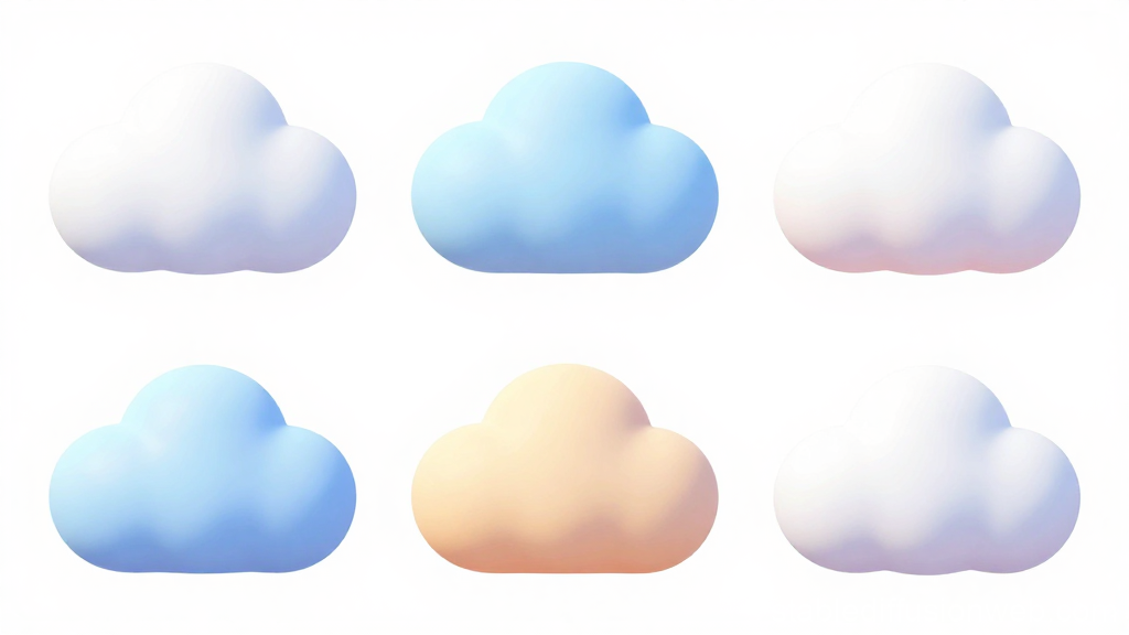 Set of Cute 3D Cloud Icons in Soft Pastel Colors