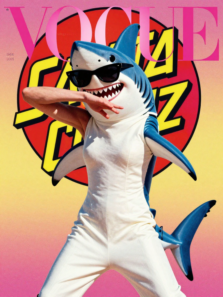 Shark Character Dabbing in Street Style