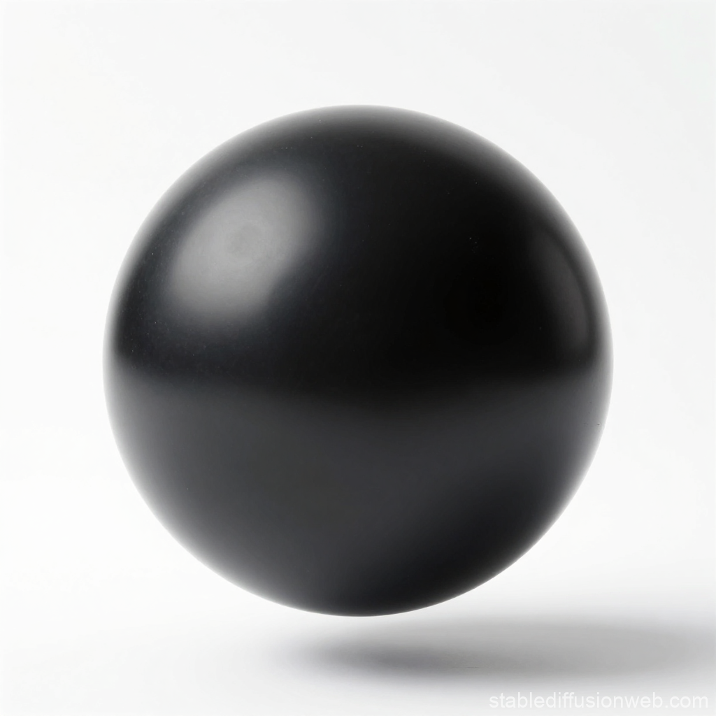 Shiny Black Plastic Sphere on White Background