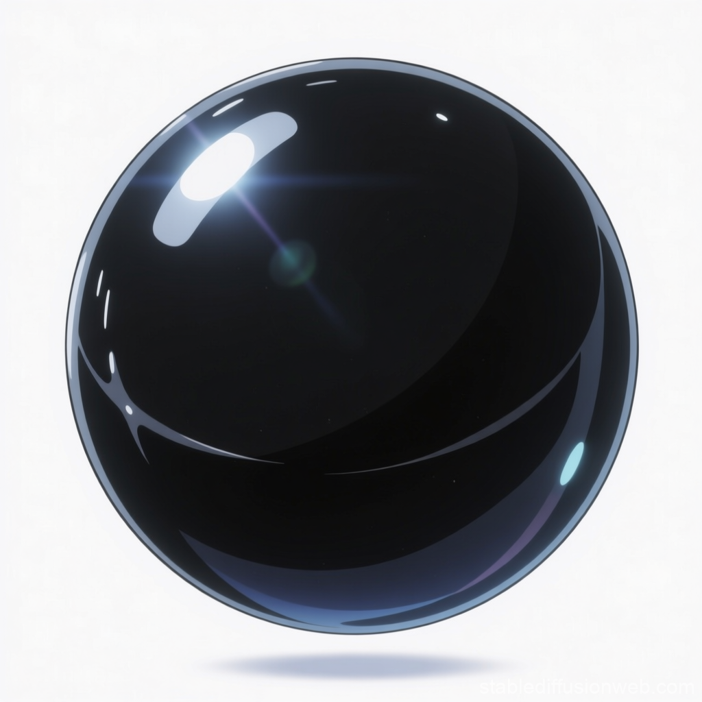 Shiny Black Sphere with Reflective Highlights