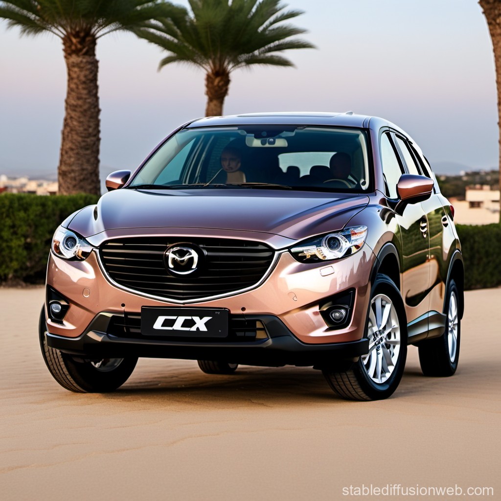 Shiny Mazda CX SUV Parked on Desert Sand