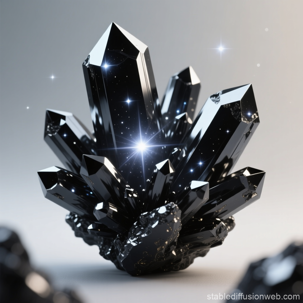 Shiny Metallic Black Crystal Cluster Macro