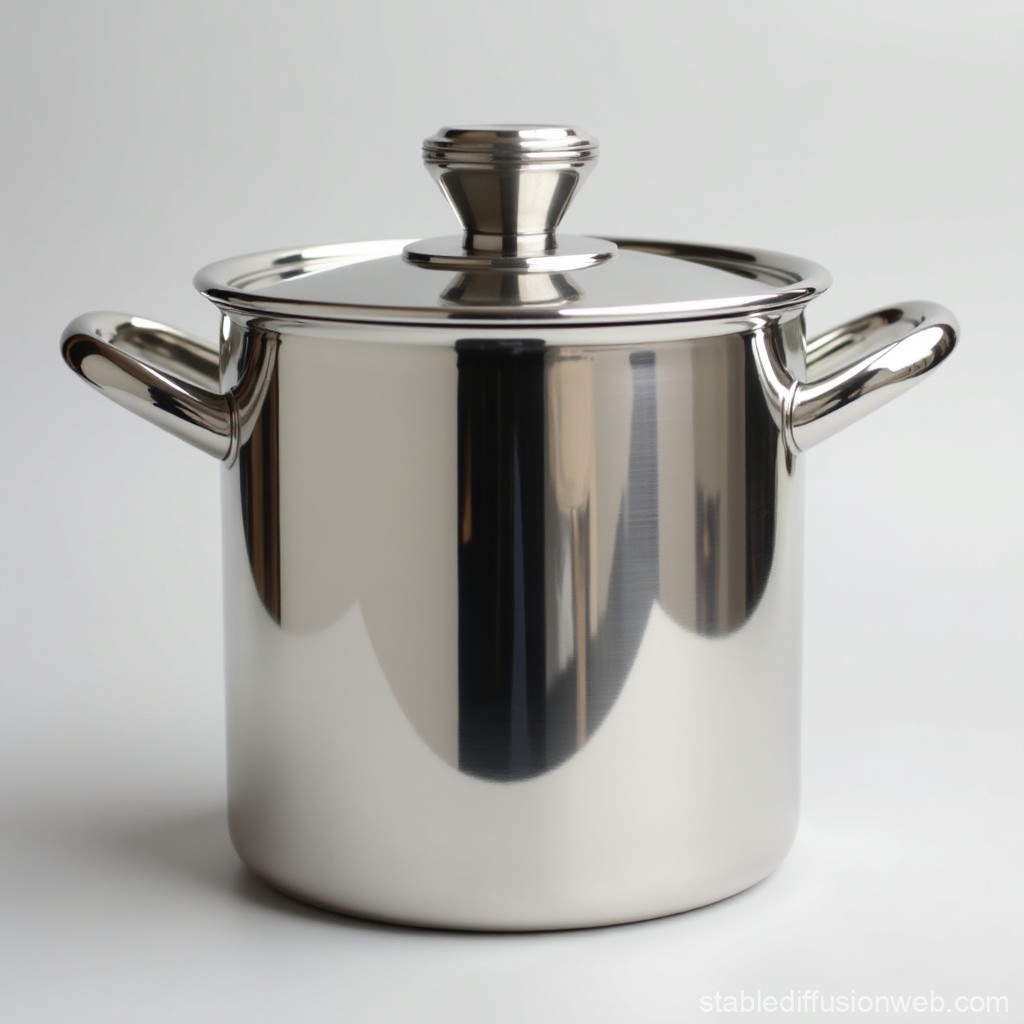 Shiny Stainless Steel Cooking Pot with Lid