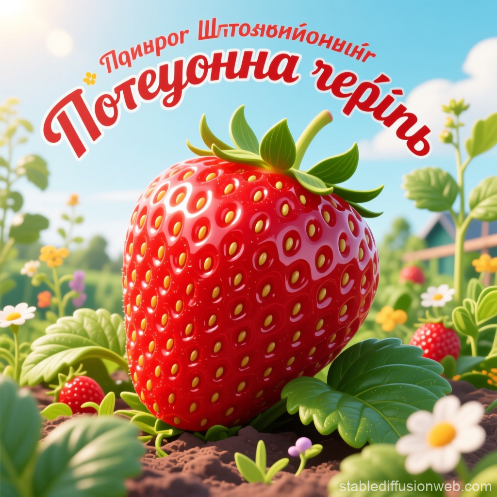 Shiny Strawberry in a Vibrant Garden