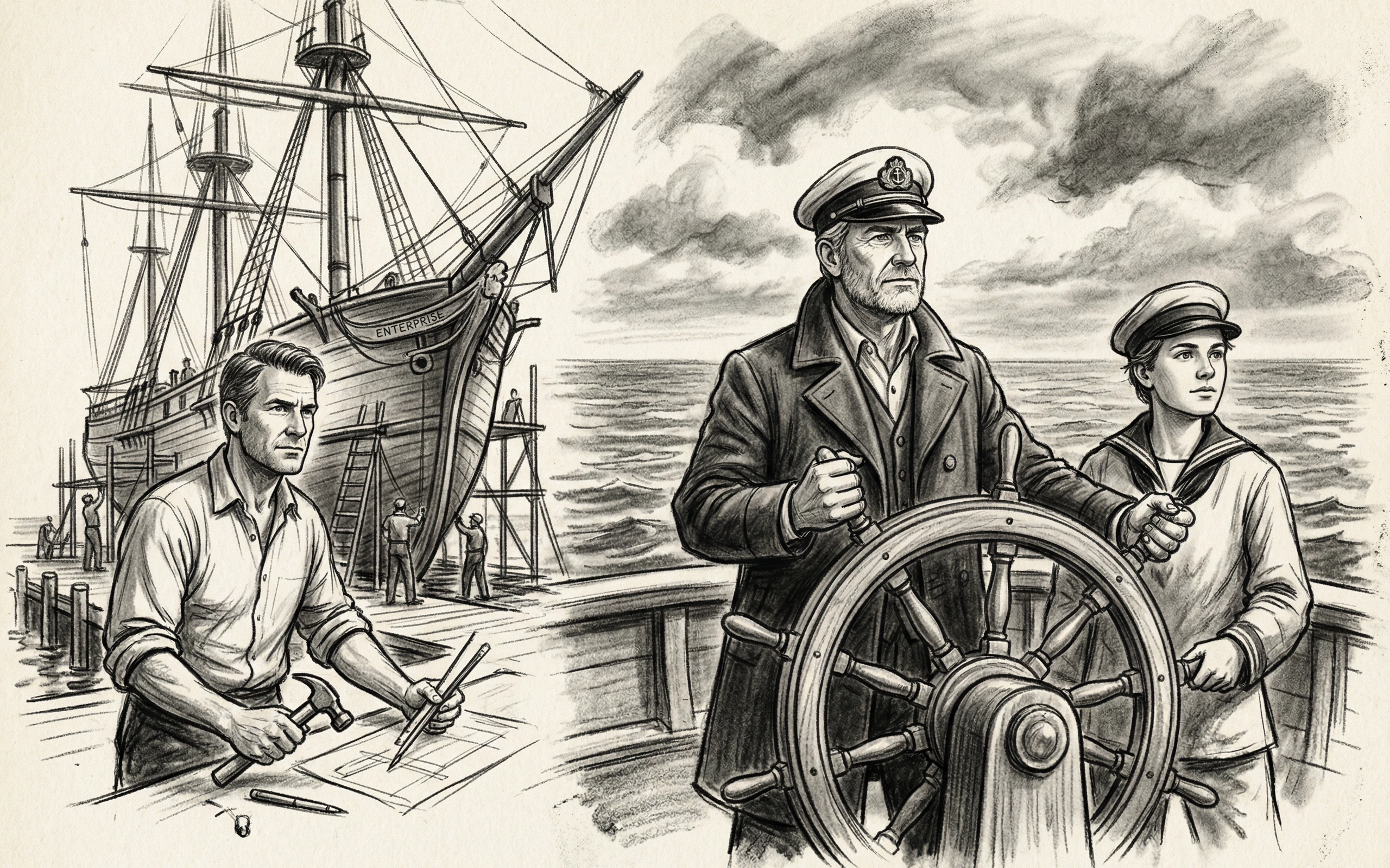 Shipbuilder and Captain Steering the Ship Enterprise