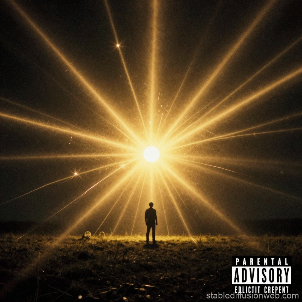 Silhouette Facing Radiant Golden Light Burst