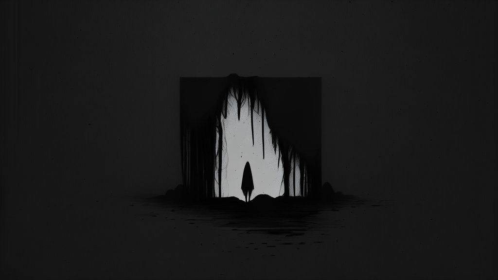 Silhouette in a Dark Cave Entrance
