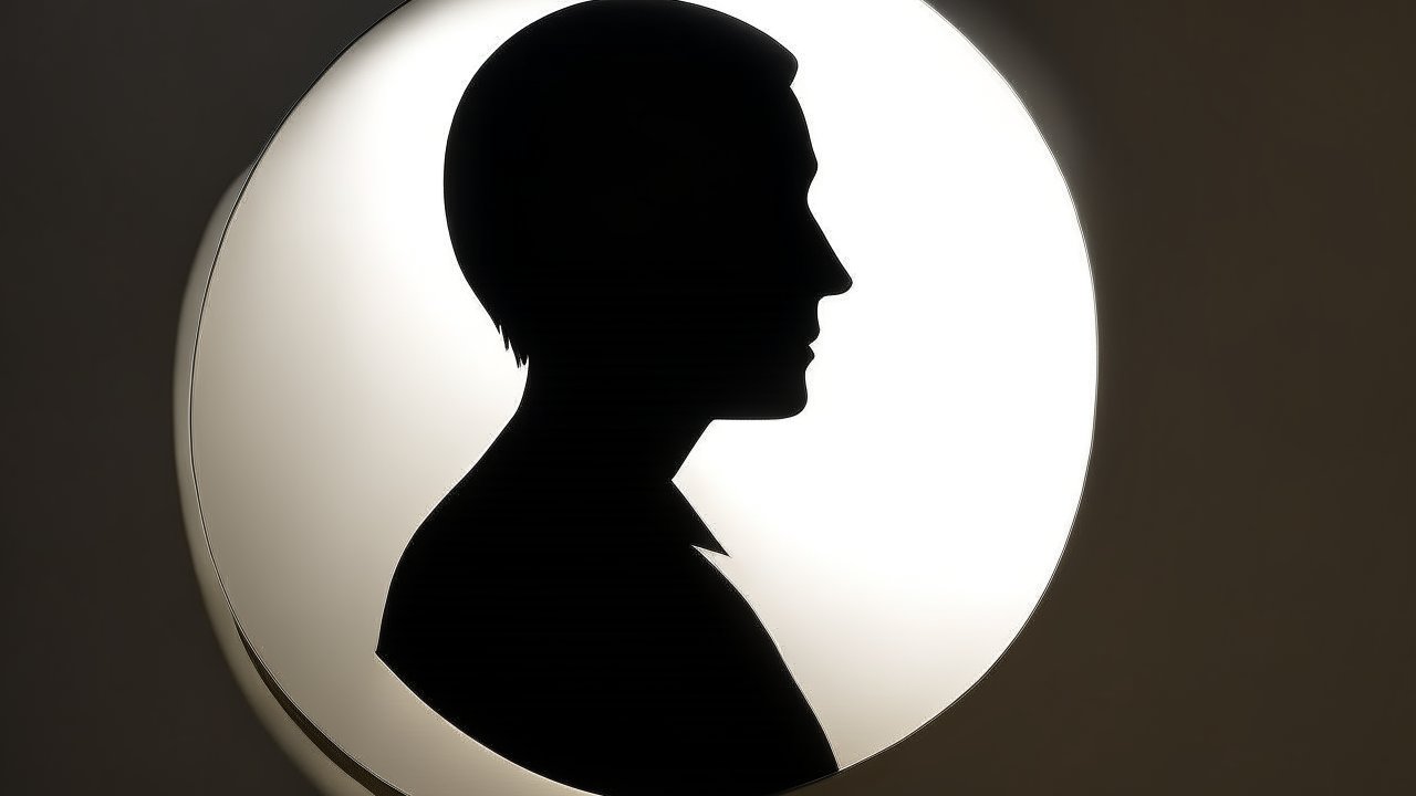 Silhouette of a Male Profile Against a Circular Light
