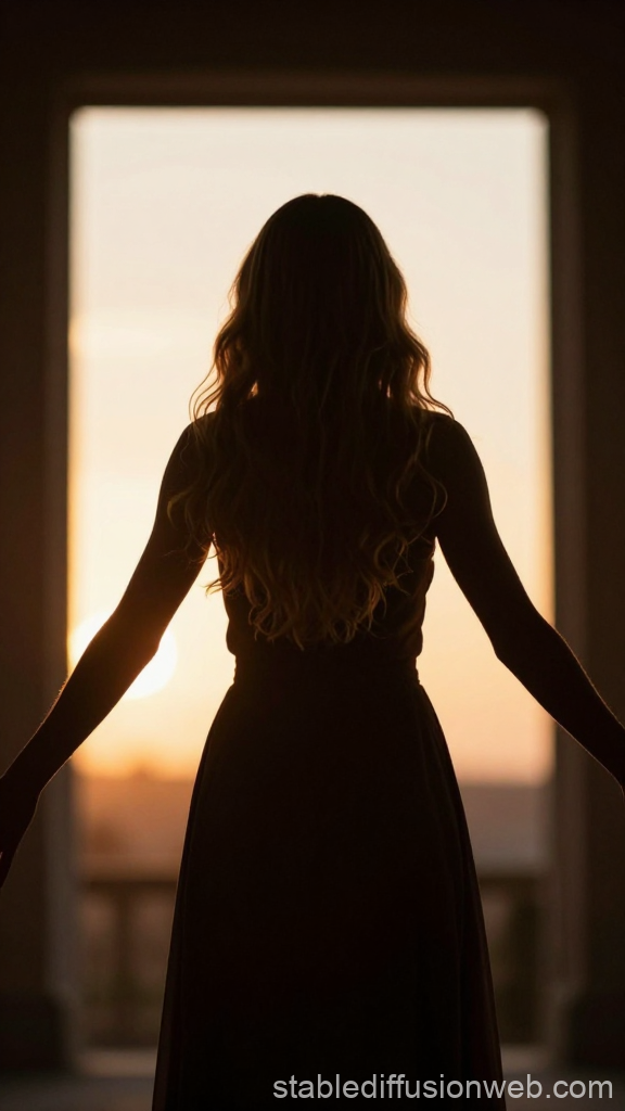 Silhouette of a Woman at Sunset