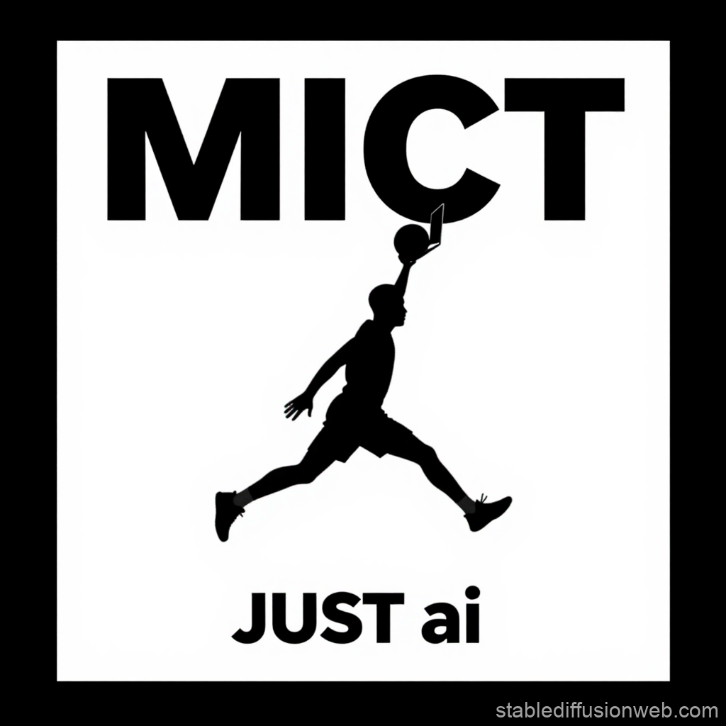 Silhouette of Jumping Athlete Holding Laptop