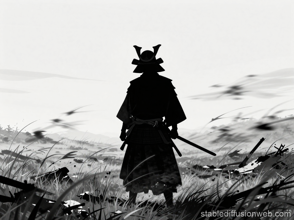 Silhouette of Samurai in Sengoku Ruins