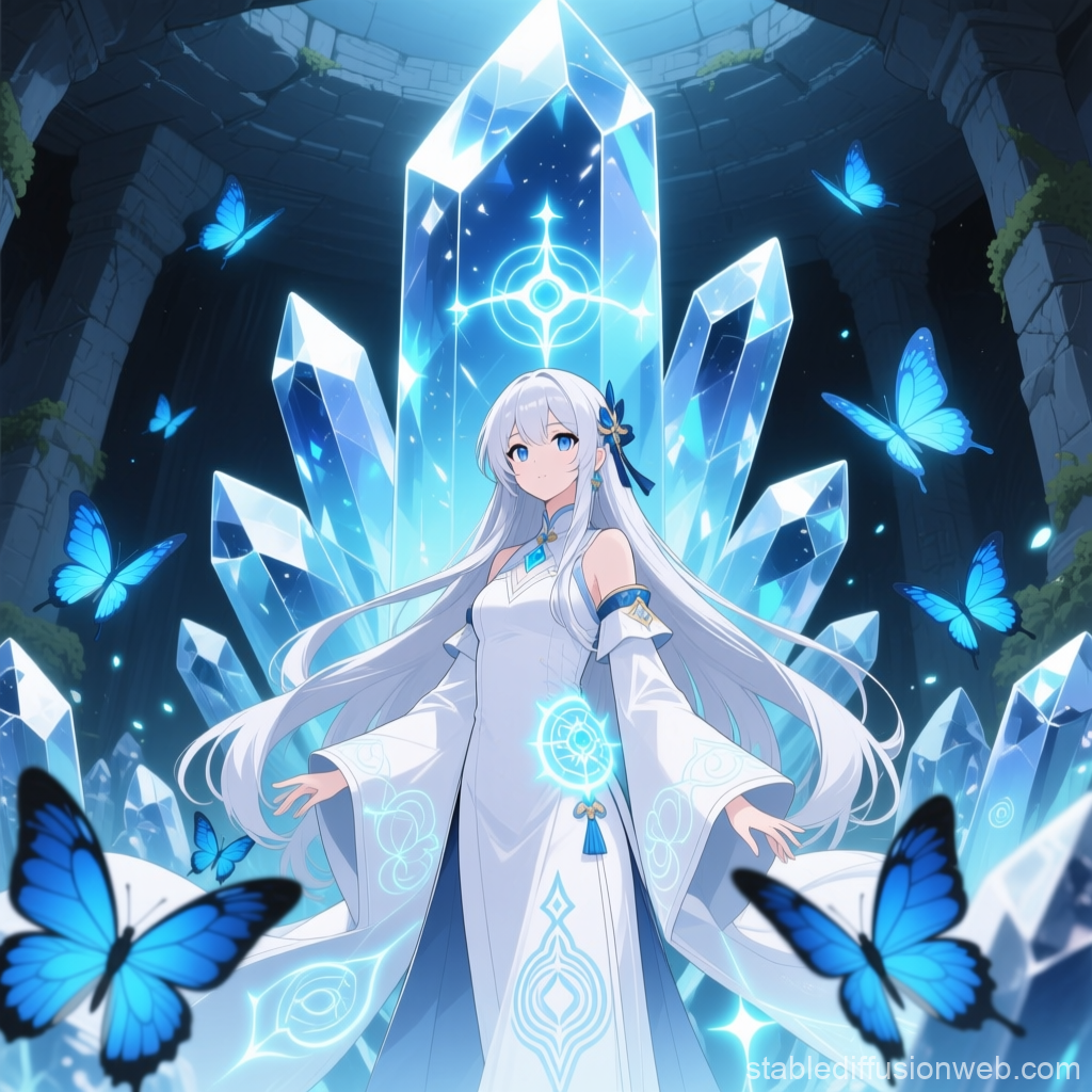 Silver-Haired Sorceress in Crystal Sanctuary