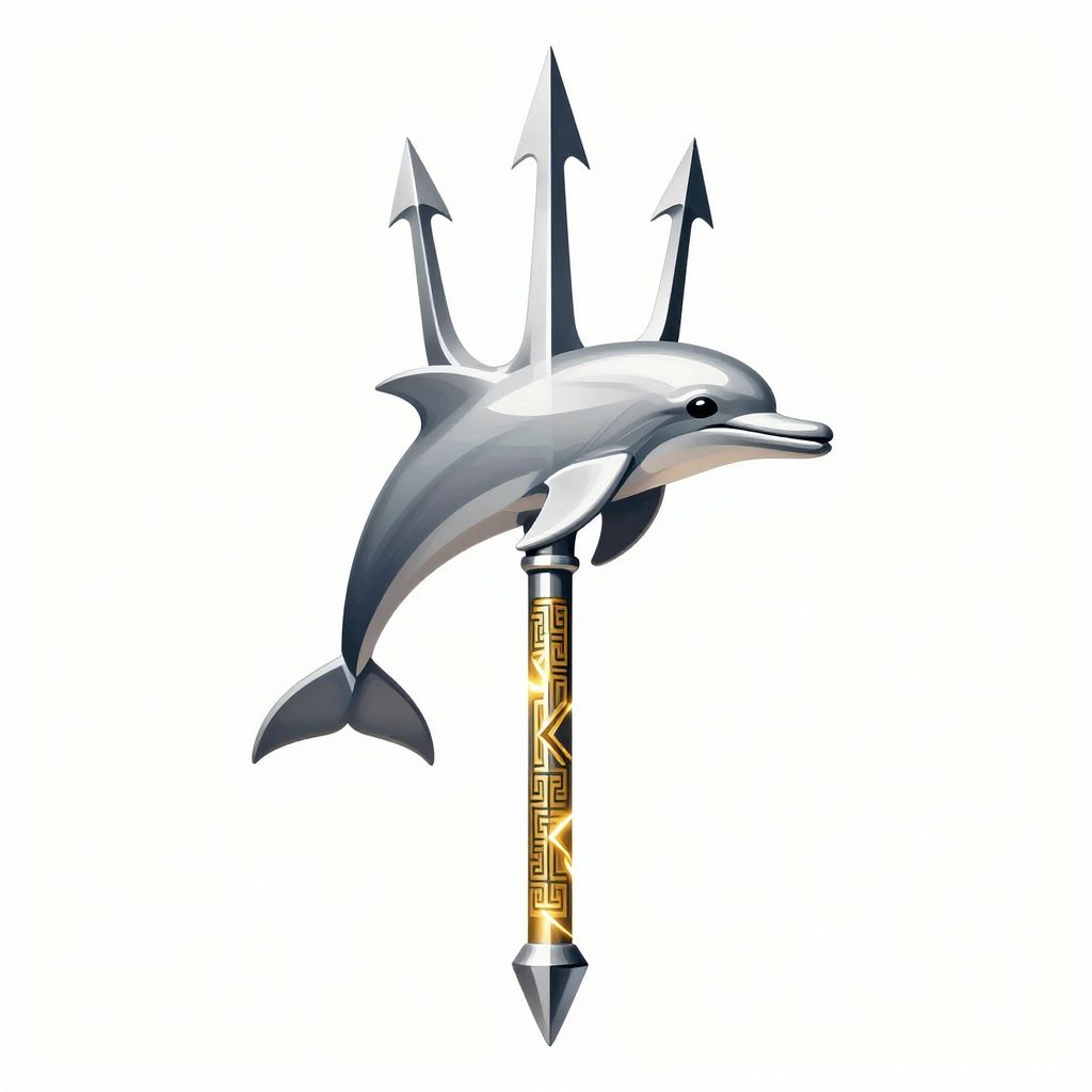 Silver Trident with Dolphin Design