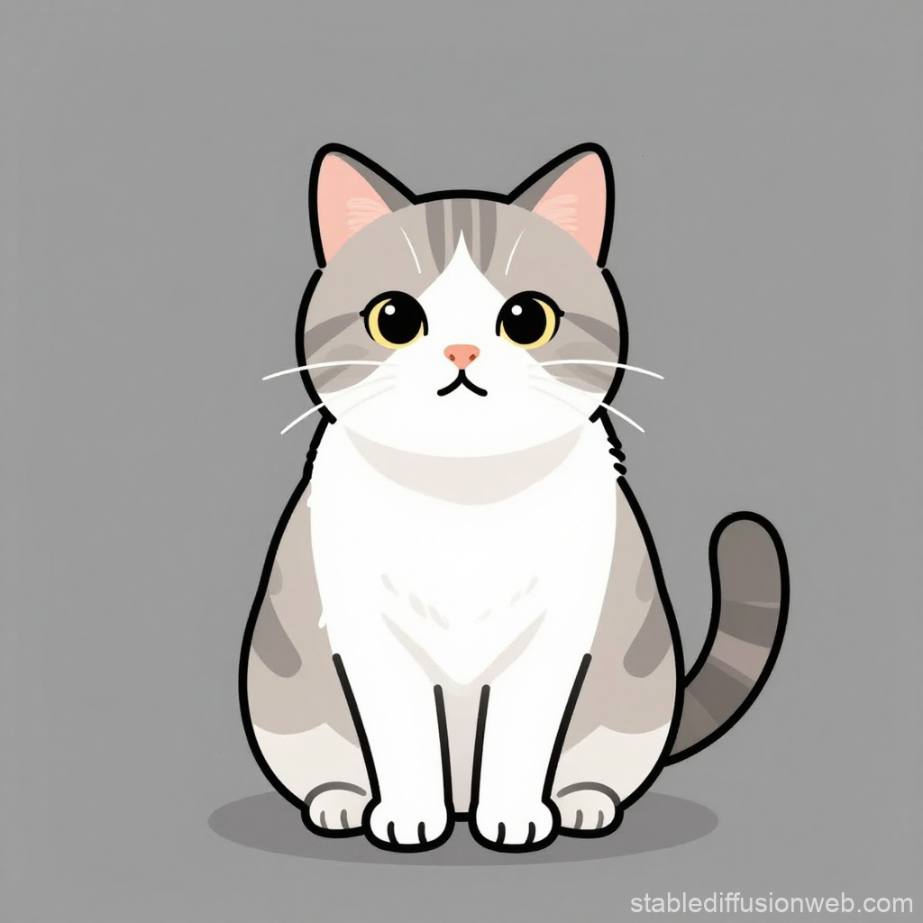 Simple Cute Cat Illustration