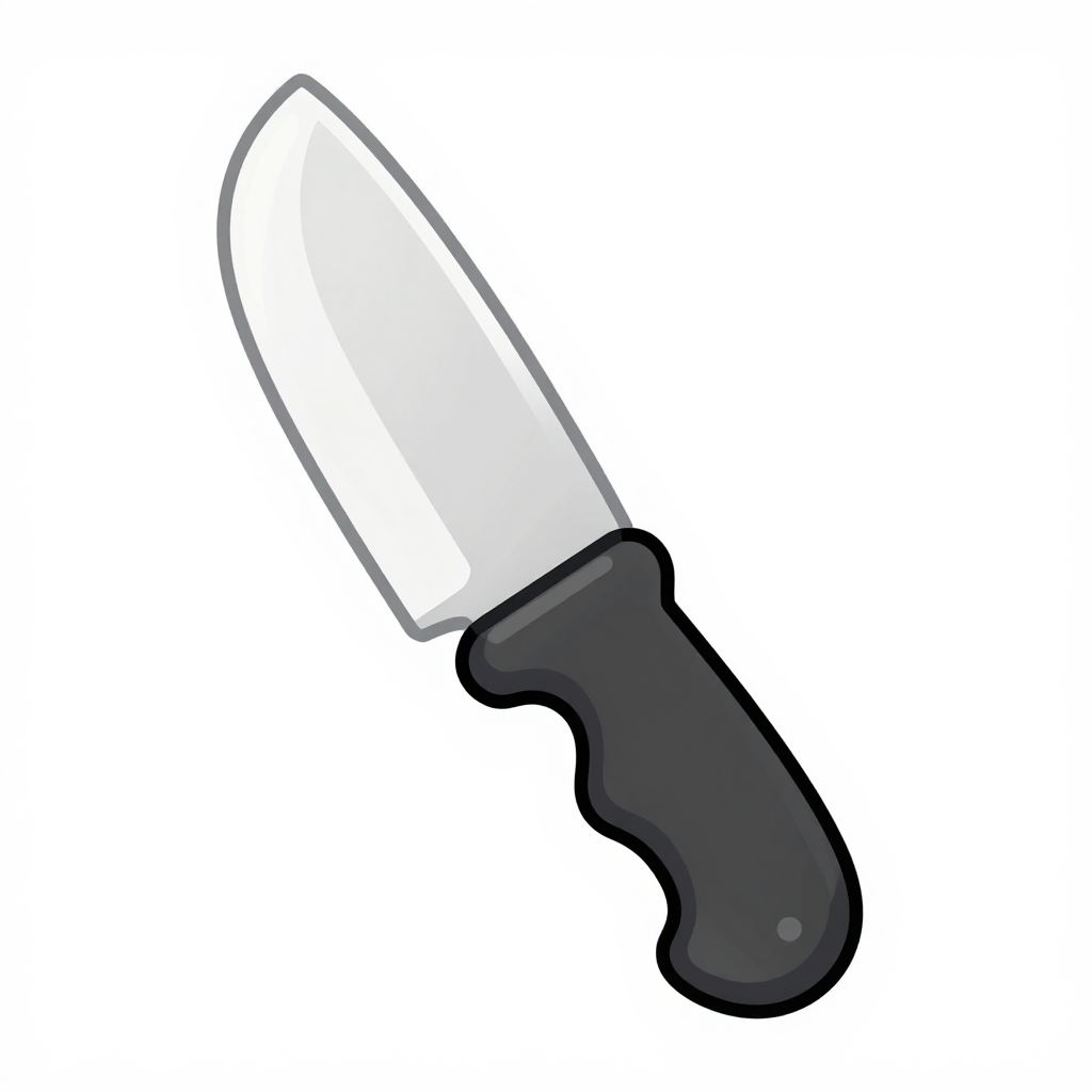 Simple Illustration of a Kitchen Knife with Black Handle