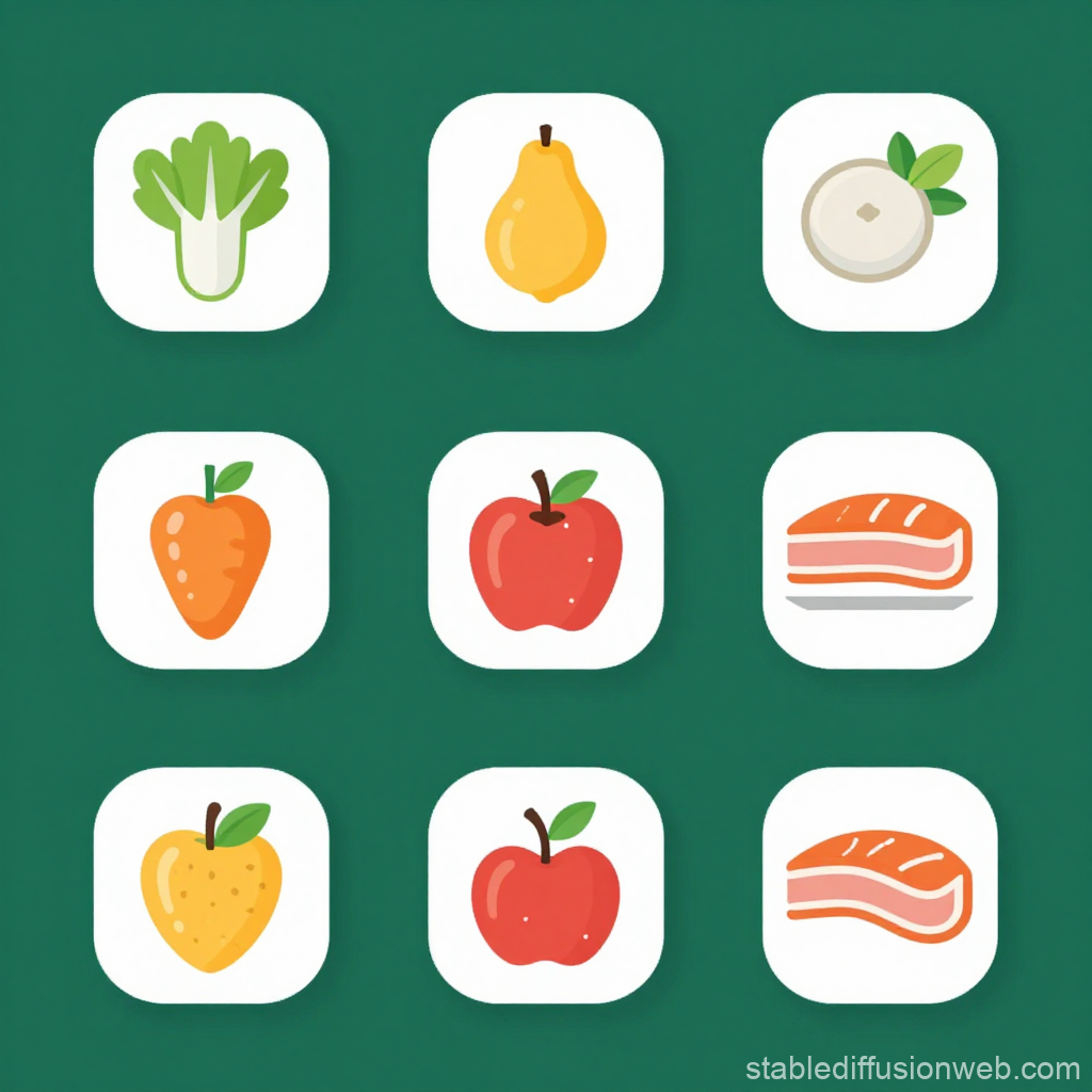 Simple Nutritional Food Icons Set