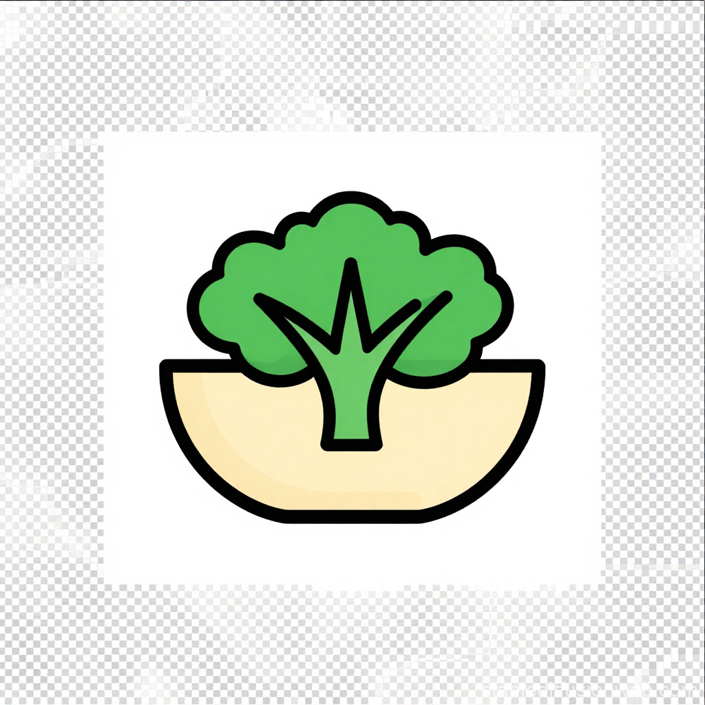 Simple Vegetarian Dish Icon with Broccoli