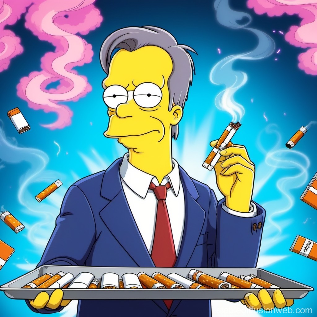 Simpsons-Style Character Offering Cigarettes