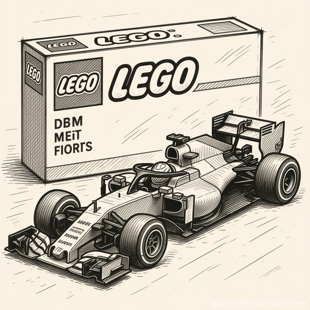 Sketch of LEGO Formula 1 Car with Packaging