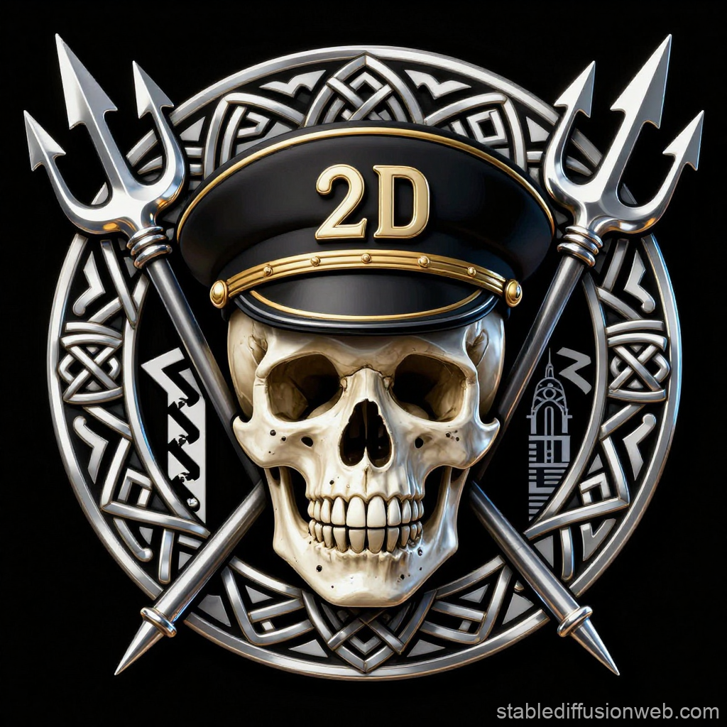 Skull with Captain Hat and Crossed Tridents Emblem
