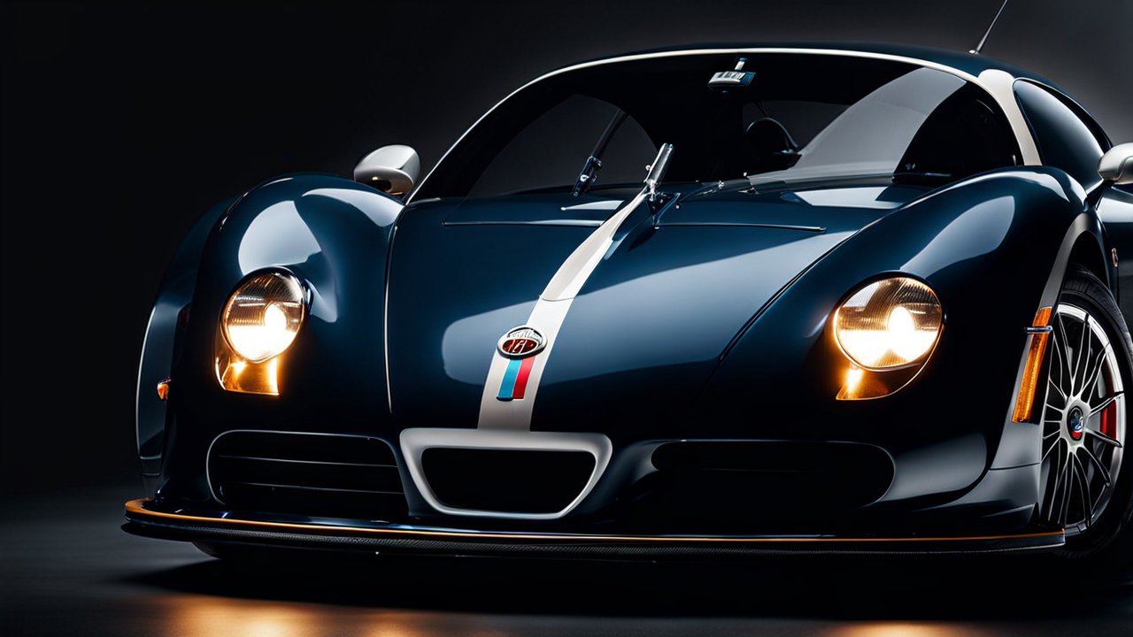 Sleek Bugatti x Porsche 812 Sports Car Front View