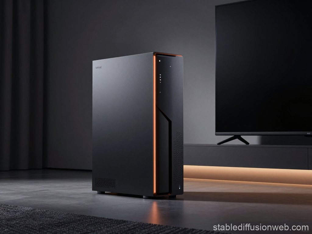 Sleek Modern Gaming PC Tower with Ambient Lighting