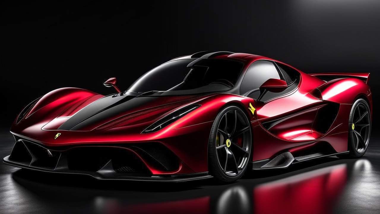 Sleek Red and Black Carbon Fiber Sports Car