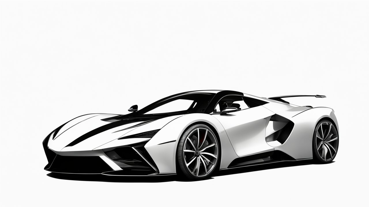 Sleek White Hypercar Concept Art Blueprint