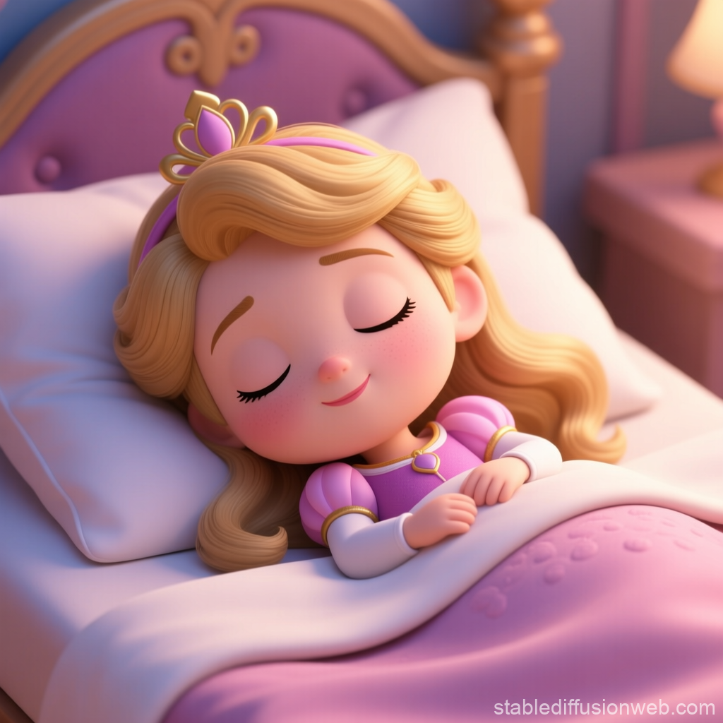 Sleeping Princess in Cozy Bed