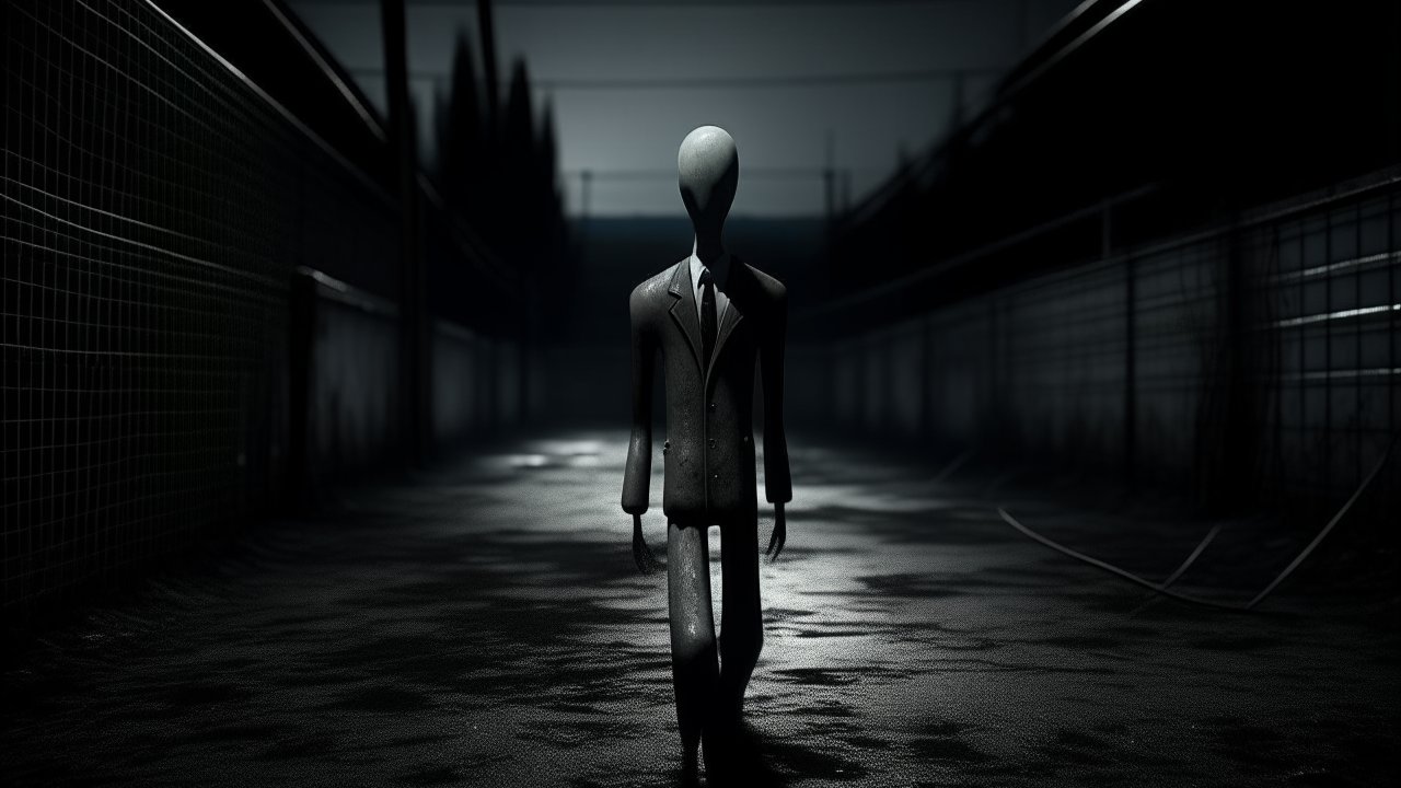 Slender Man in Dark Alley